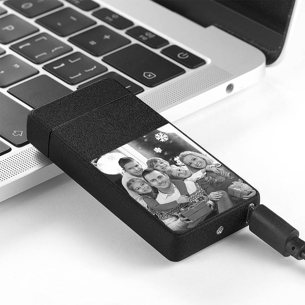 Christmas Gift Photo Lighter With Engraving Electric Lighter Black Scrub