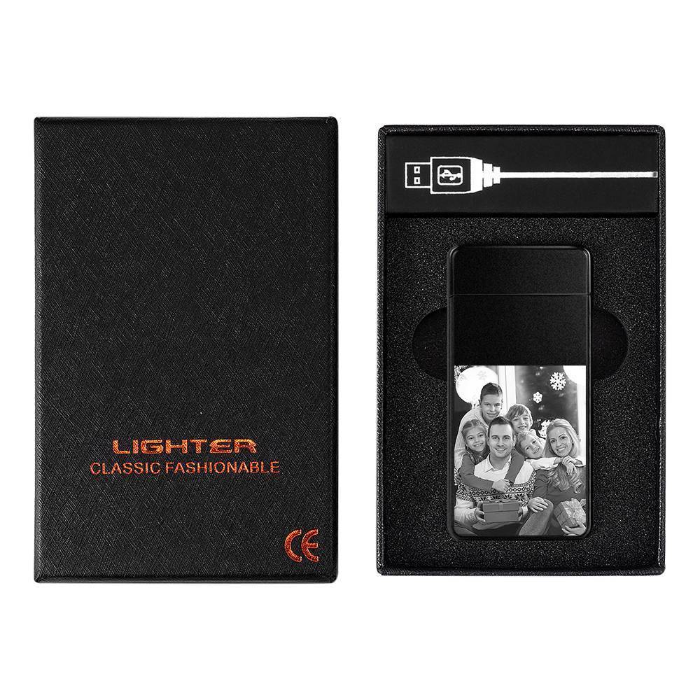 Christmas Gift Photo Lighter With Engraving Electric Lighter Black Scrub