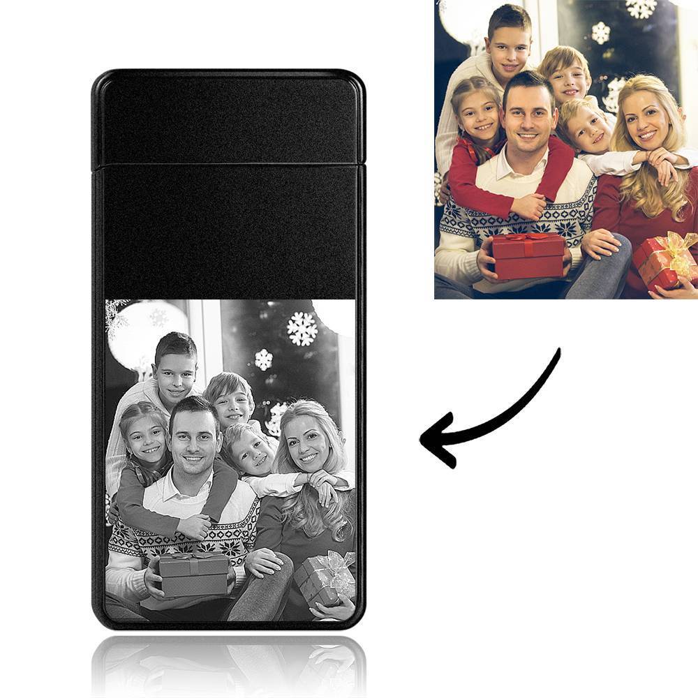 Christmas Gift Photo Lighter With Engraving Electric Lighter Black Scrub