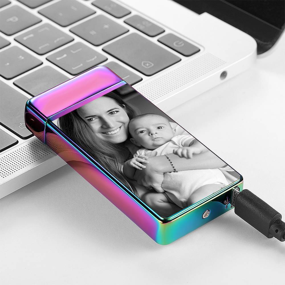 Photo Lighter Custom Photo Engraved Lighter Rainbow Color Keepsake Gift