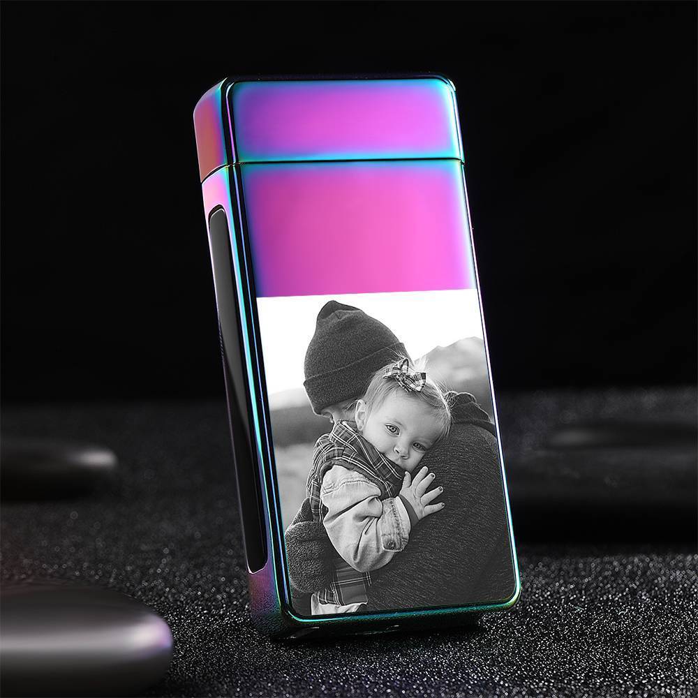 Photo Lighter With Engraving Electric Lighter Rainbow Color