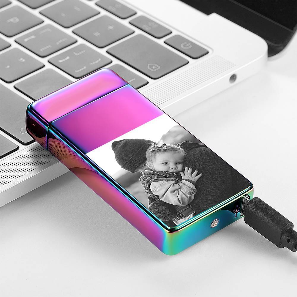 Photo Lighter With Engraving Electric Lighter Rainbow Color