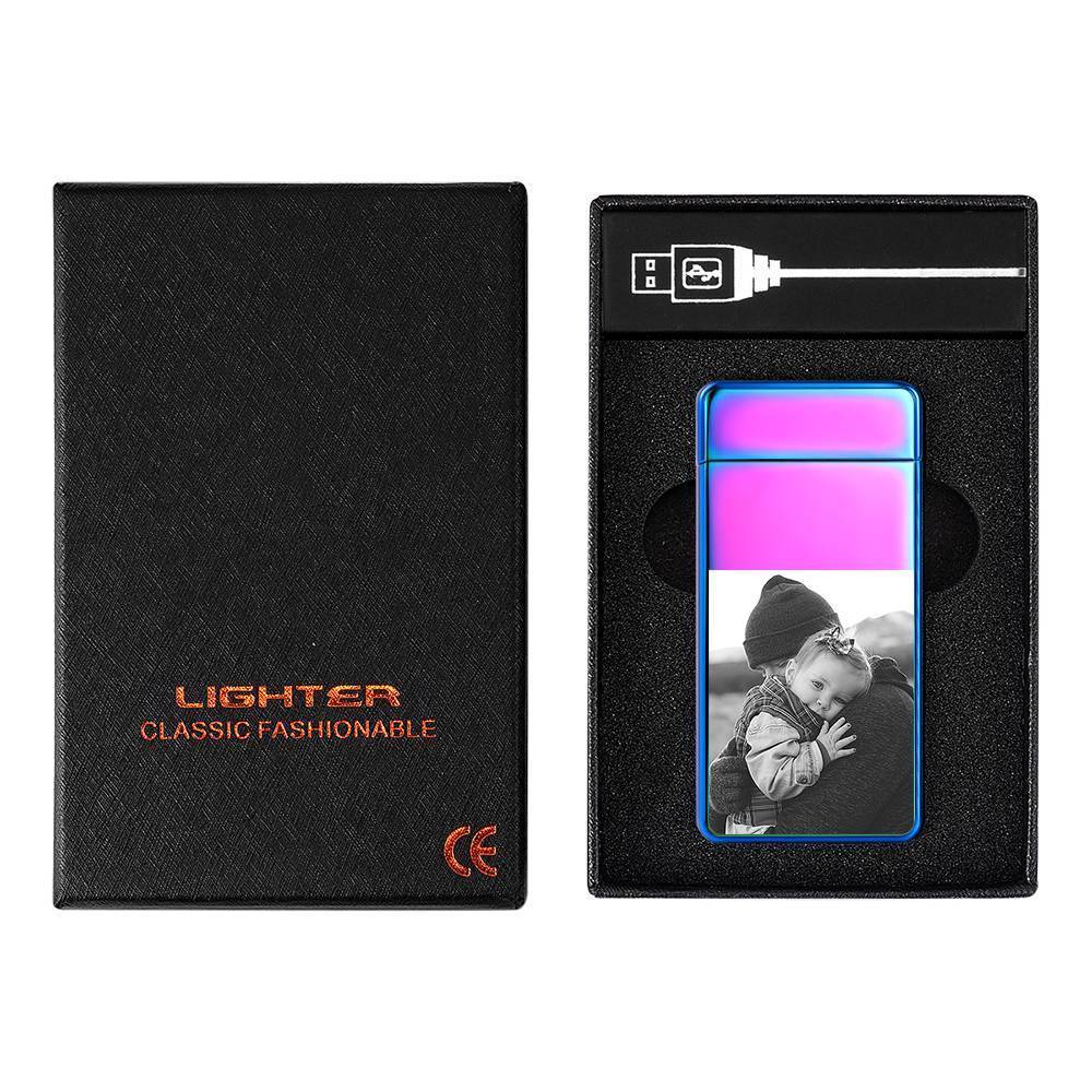 Photo Lighter With Engraving Electric Lighter Rainbow Color