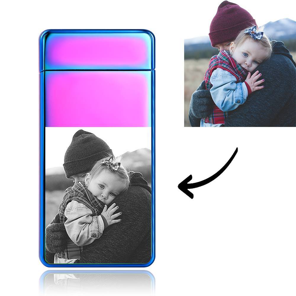 Photo Lighter With Engraving Electric Lighter Rainbow Color