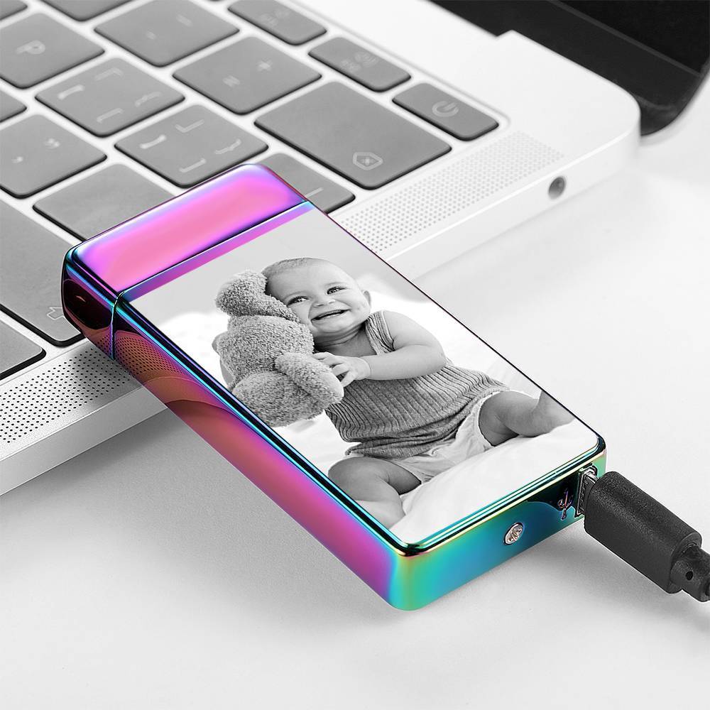 Photo Lighter Custom Photo Engraved Lighter Rainbow Color Memorial Gift