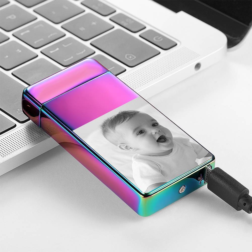 Christmas Gift Photo Lighter Electric Lighter Rainbow Color