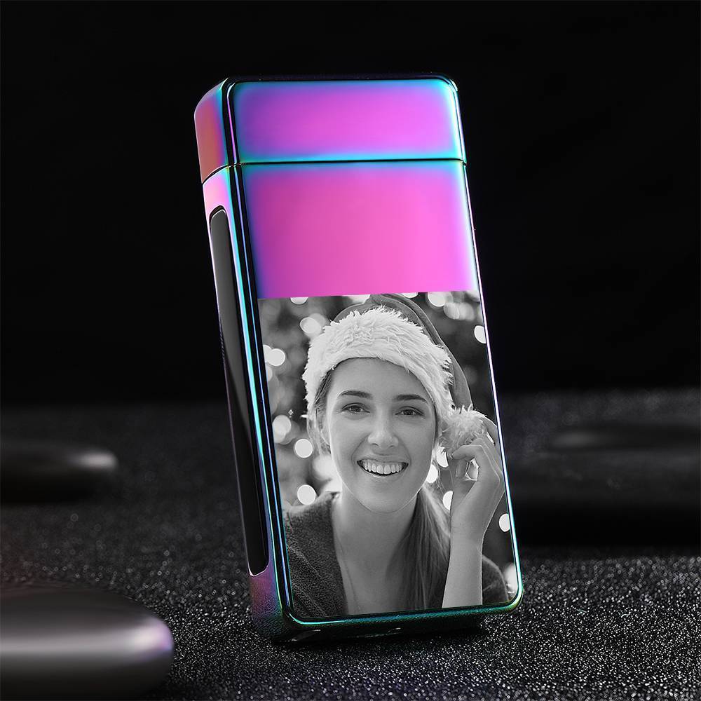 Christmas Gift Photo Lighter Custom Photo Engraved Lighter Rainbow Color