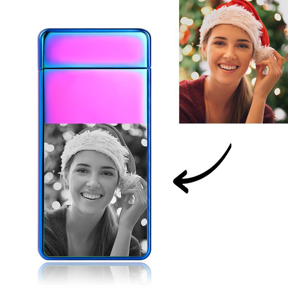 Christmas Gift Photo Lighter Custom Photo Engraved Lighter Rainbow Color