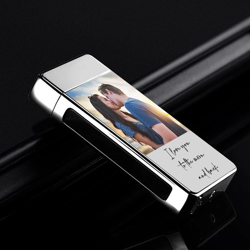 Photo Engraved Lighter Custom Photo Lighter Silver And Black