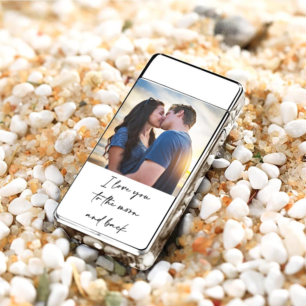 Photo Engraved Lighter Custom Photo Lighter Silver And Black