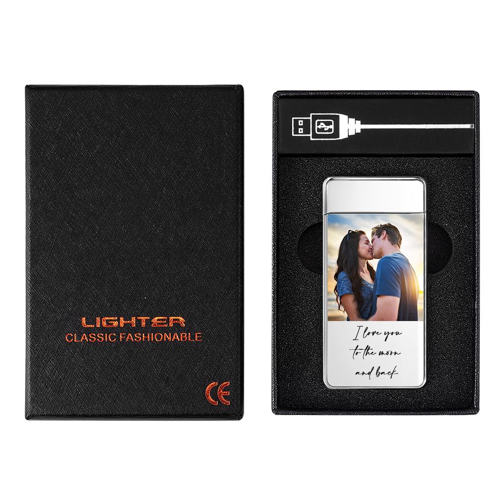 Photo Engraved Lighter Custom Photo Lighter Silver And Black