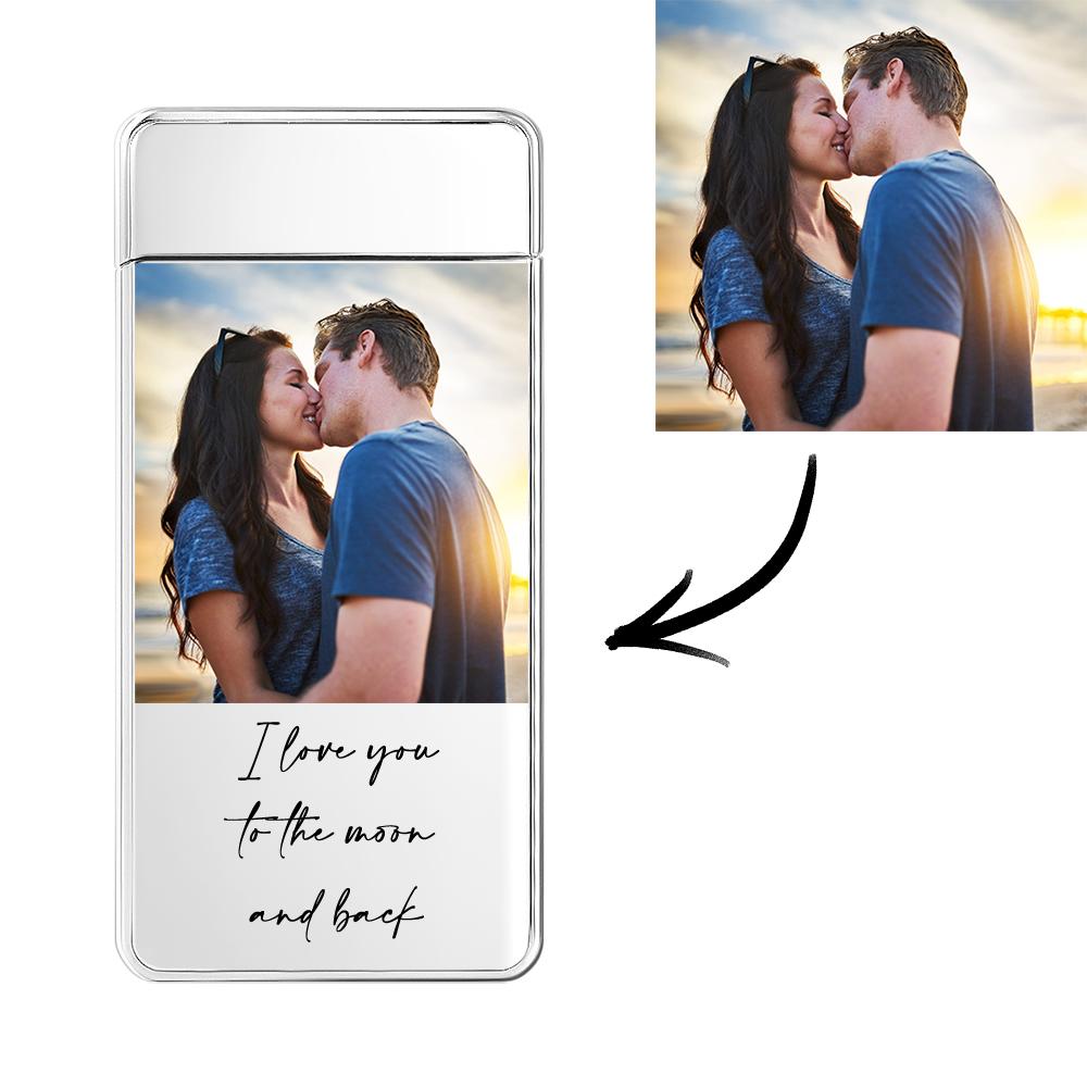 Photo Engraved Lighter Custom Photo Lighter Silver And Black