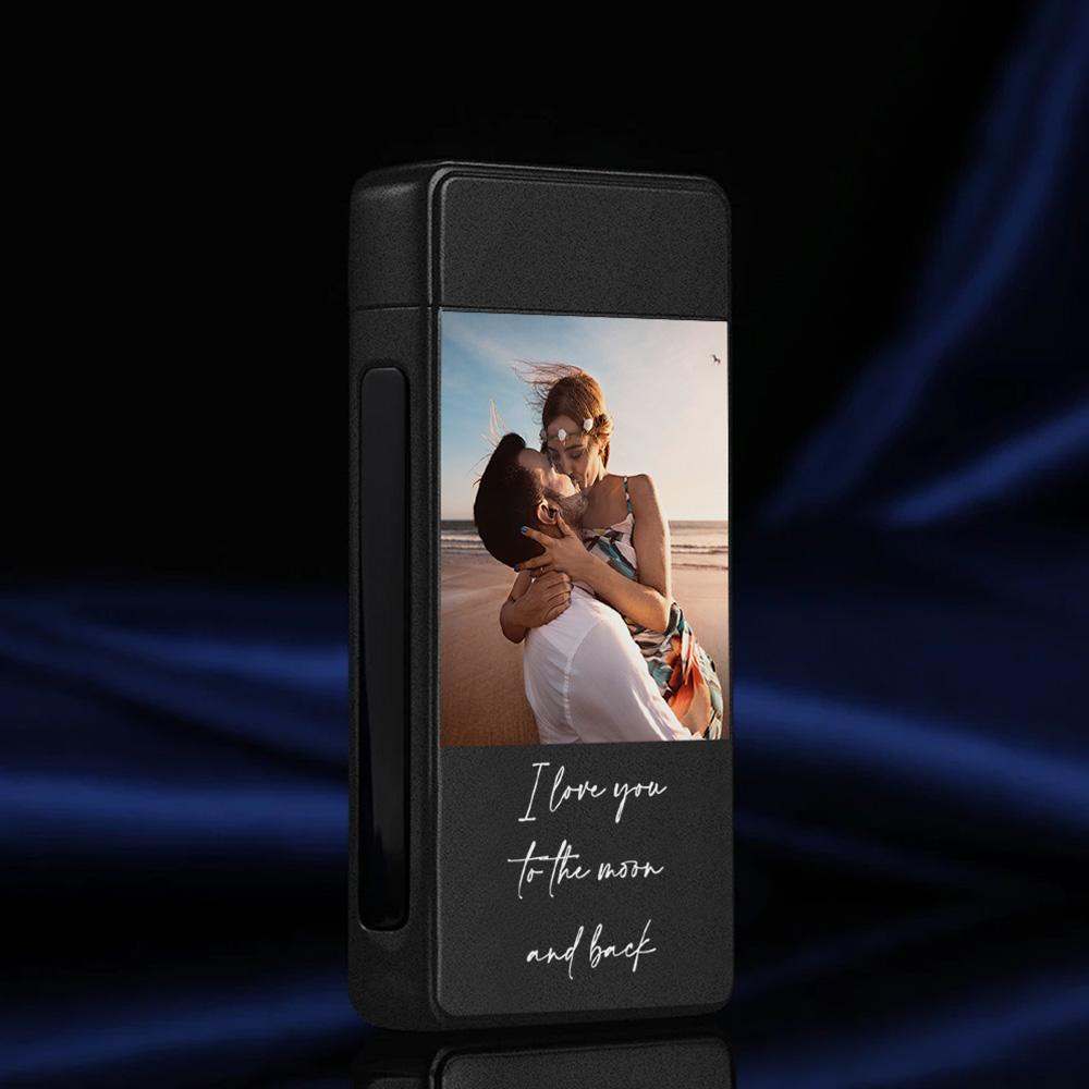 Photo Engraved Lighter Custom Photo Lighter Silver And Black
