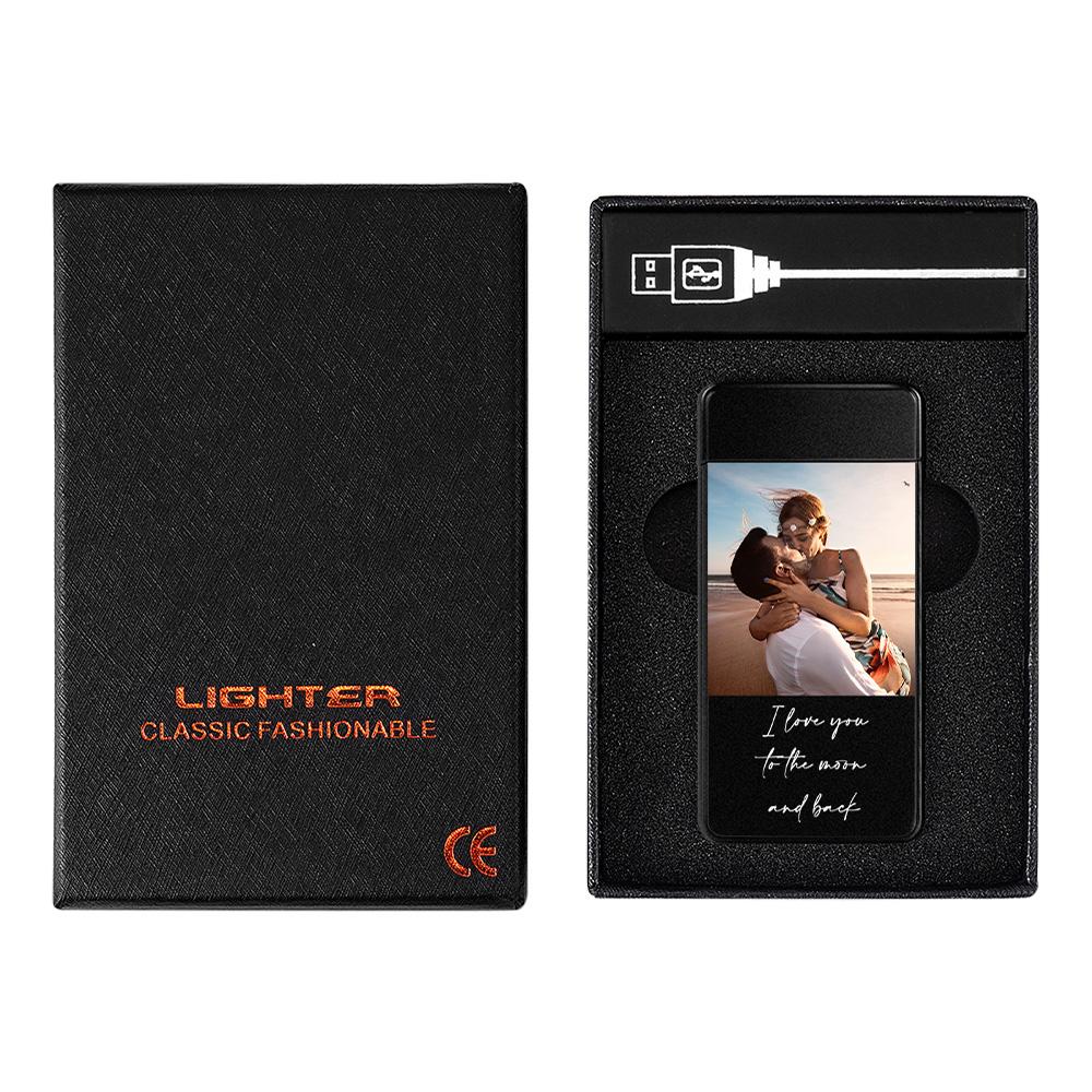 Photo Engraved Lighter Custom Photo Lighter Silver And Black