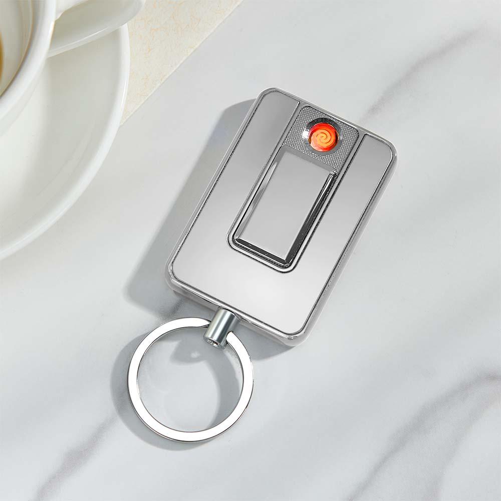 Electric Lighter Windproof USB Rechargeable Personalized Photo Custom Keychains Birthday Anniversary and Wedding Gift
