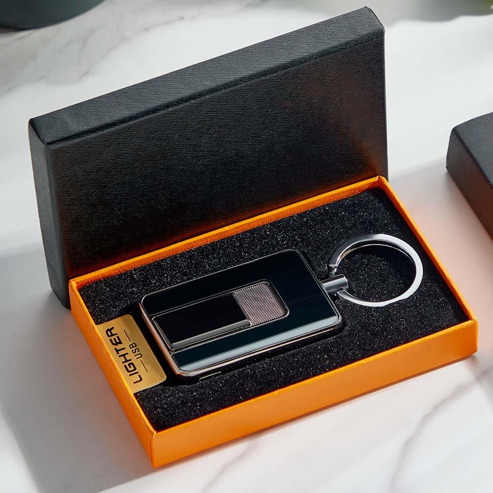 Electric Lighter Windproof USB Rechargeable Personalized Photo Custom Keychains Birthday Anniversary and Wedding Gift