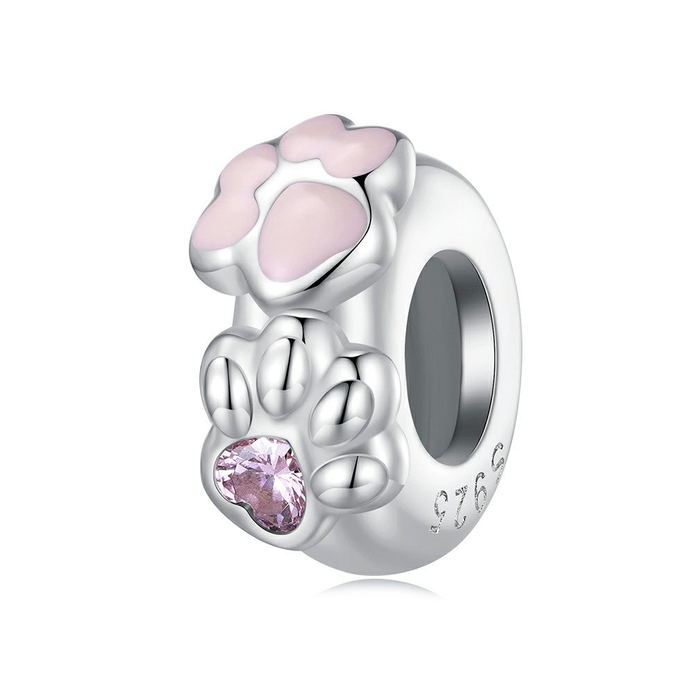 Cat's Paw Stopper Charm Spacer Charm Silver Gift for Pet Lover