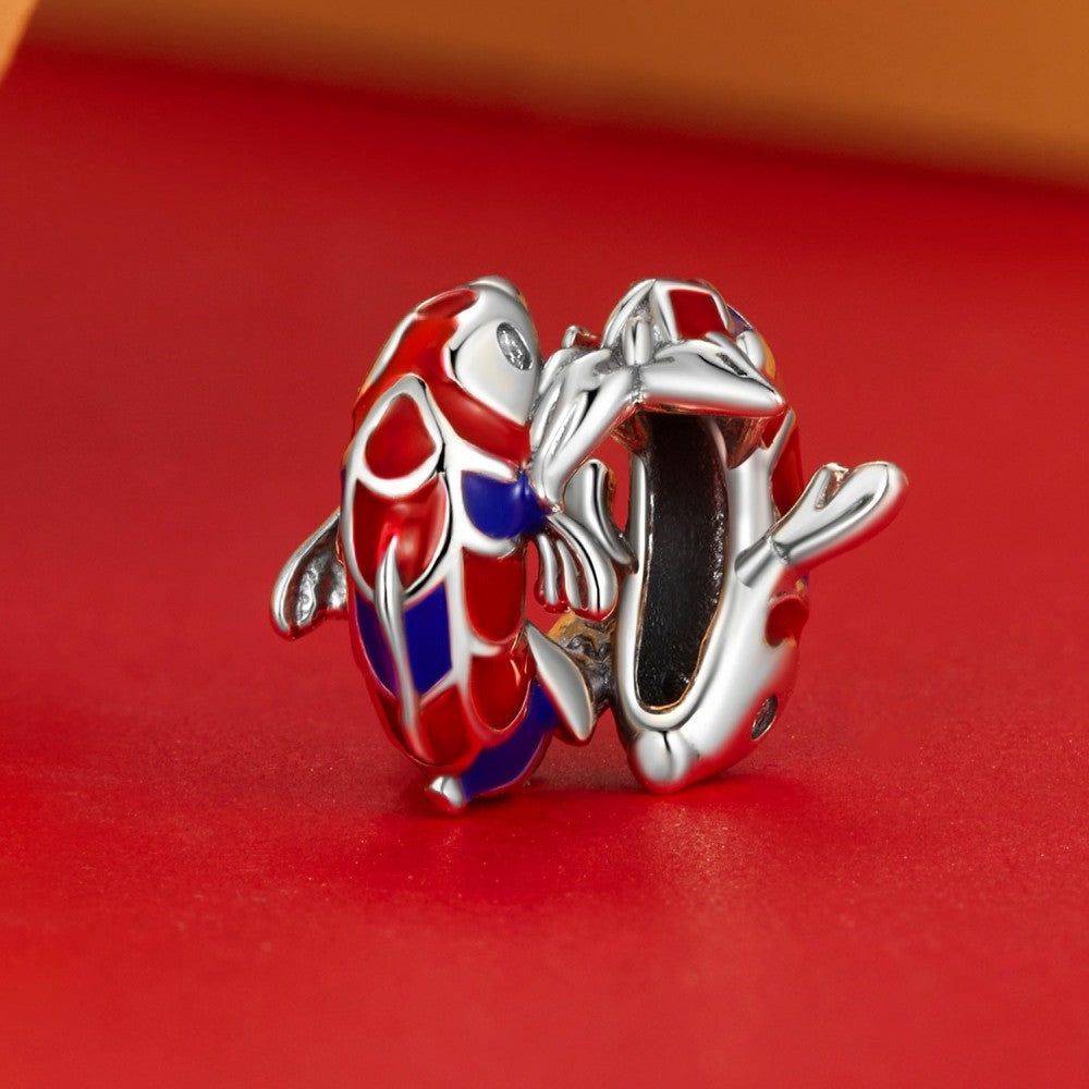 Koi Fish Stopper Charm Spacer Charm Silver