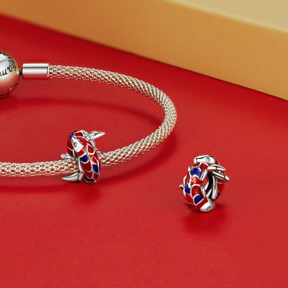 Koi Fish Stopper Charm Spacer Charm Silver