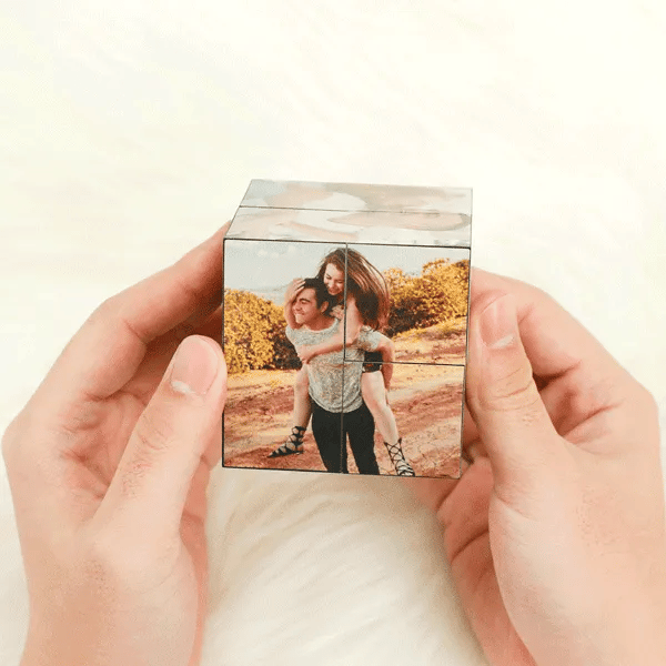 Personalized Multi-Photo Magic Cube Photo Frame Rubic's Cube Gift for Dad