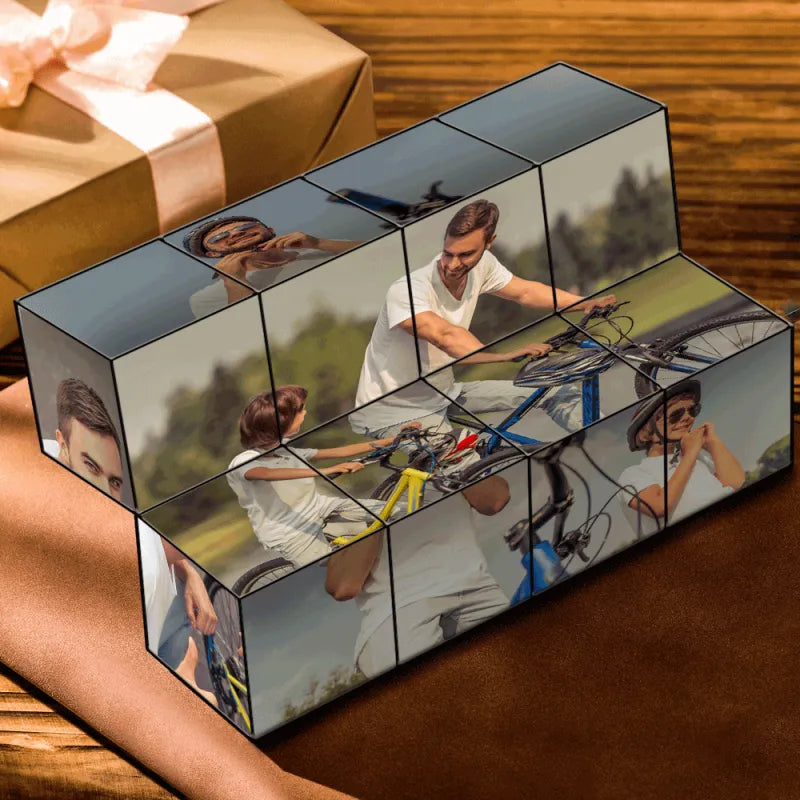 Personalized Photo Frame Multiphoto Colorful Rubic's Cube Gift for Couples