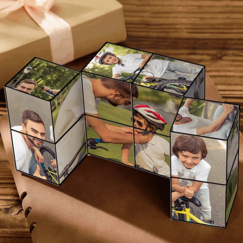 Personalized Multi-Photo Magic Cube Photo Frame Rubic's Cube Gift for Dad
