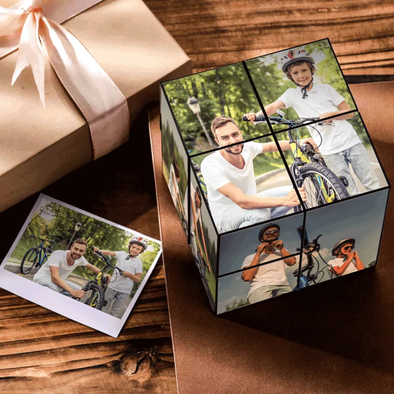 Personalized Multi-Photo Magic Cube Photo Frame Rubic's Cube Gift for Dad