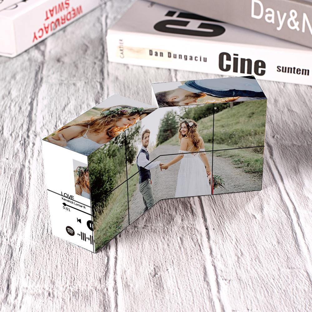 Custom Scannable Spotify Code Photo Rubic Cube Photo Frame Multiphoto Gifts for Couples