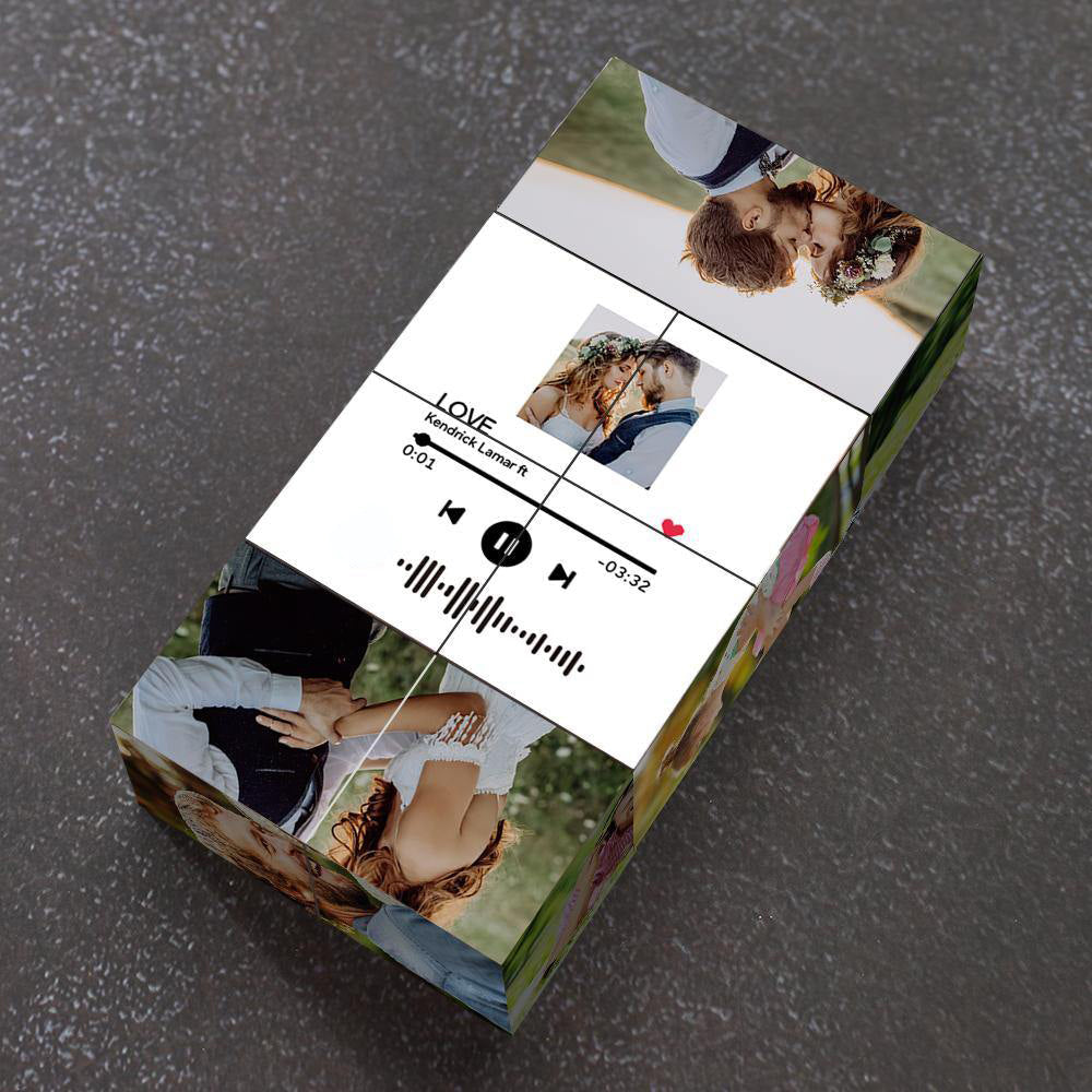 Custom Scannable Music Code Photo Rubic Cube Photo Frame Multiphoto Gifts for Couples