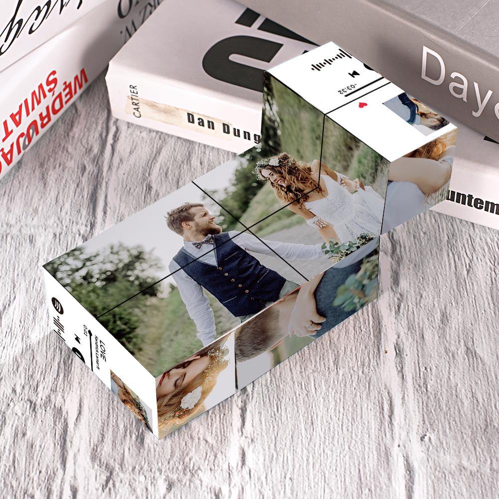 Custom Scannable Spotify Code Photo Rubic Cube Photo Frame Multiphoto Gifts for Couples