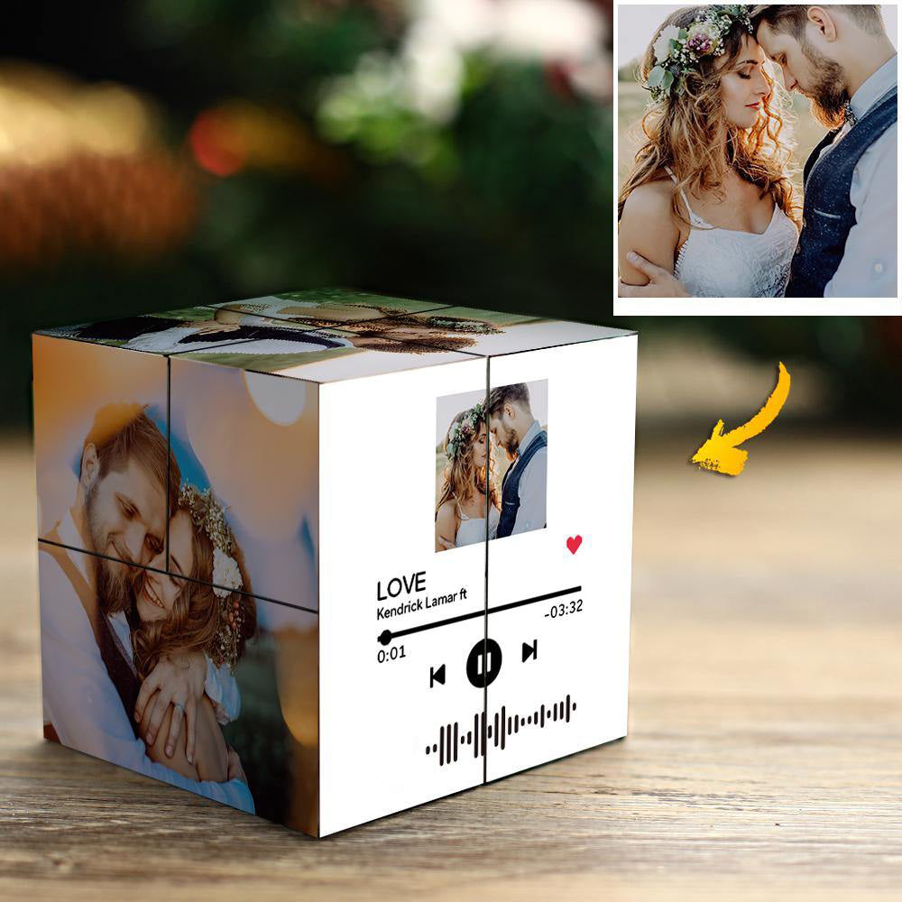 Custom Scannable Music Code Photo Rubic Cube Photo Frame Multiphoto Gifts for Couples