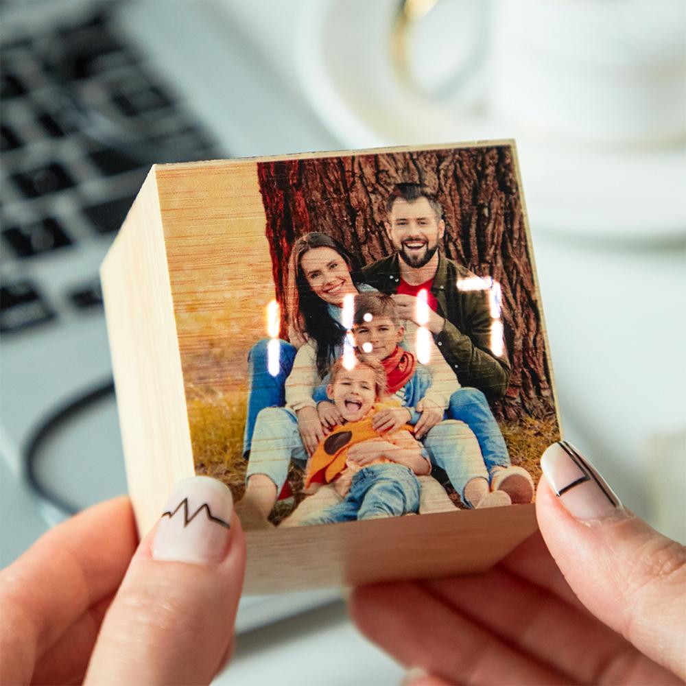Custom Photo LED Digital Wooden Clock