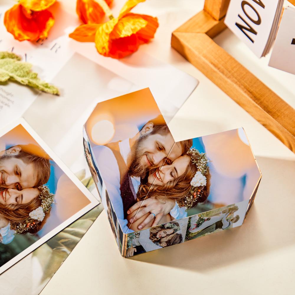 Multiphoto Heart-Shaped Rubic's Cube Personalized Folding Picture Cube Photo Frame Valentine's Day Gifts