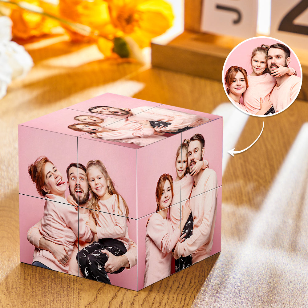 Personalized Multi-Photo Magic Cube Photo Frame Rubic's Cube Gift for Dad
