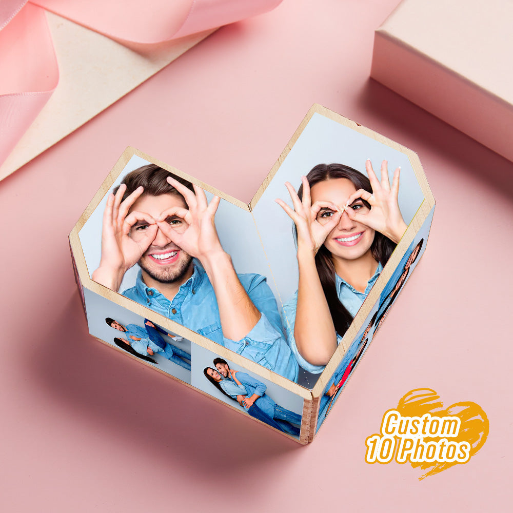 Personalized Heart Wooden Photo Rubic's Cube Home Ornament Rubic's Cube Gift for Couples