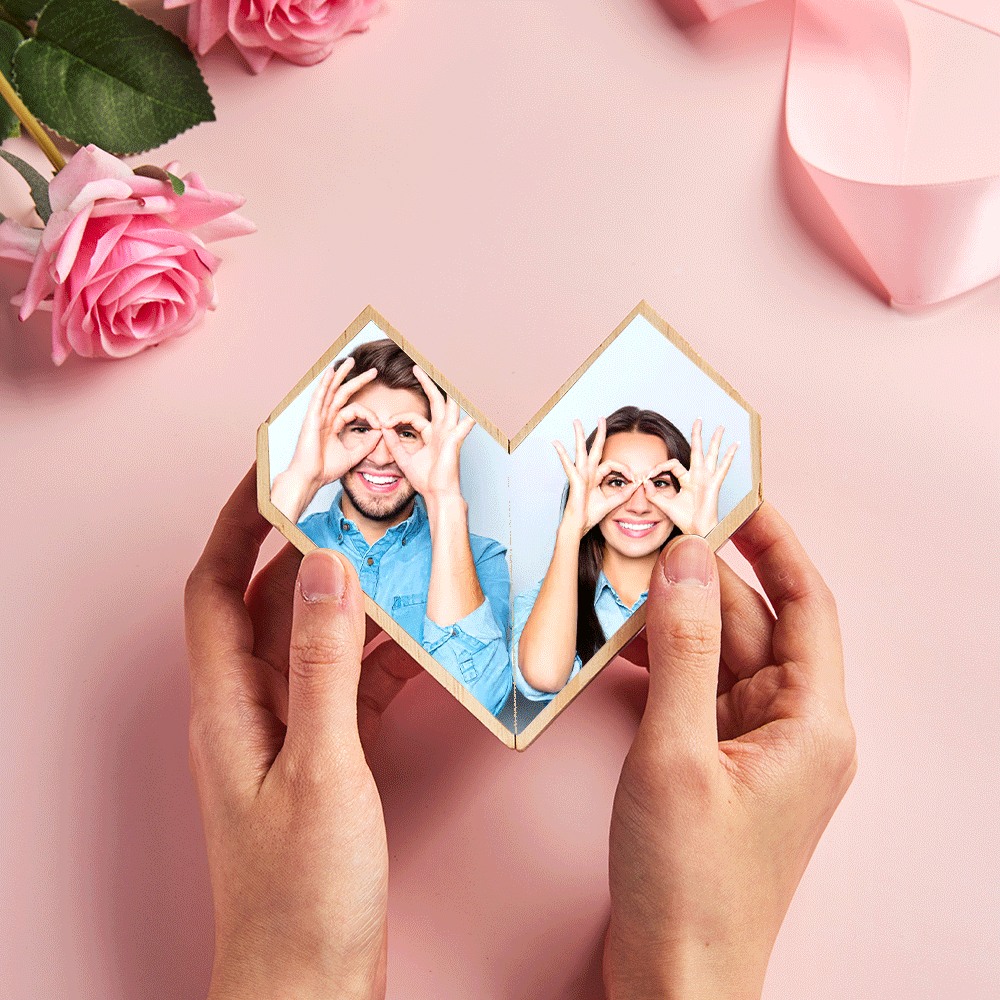 Personalized Heart Wooden Photo Rubic's Cube Home Ornament Rubic's Cube Gift for Couples