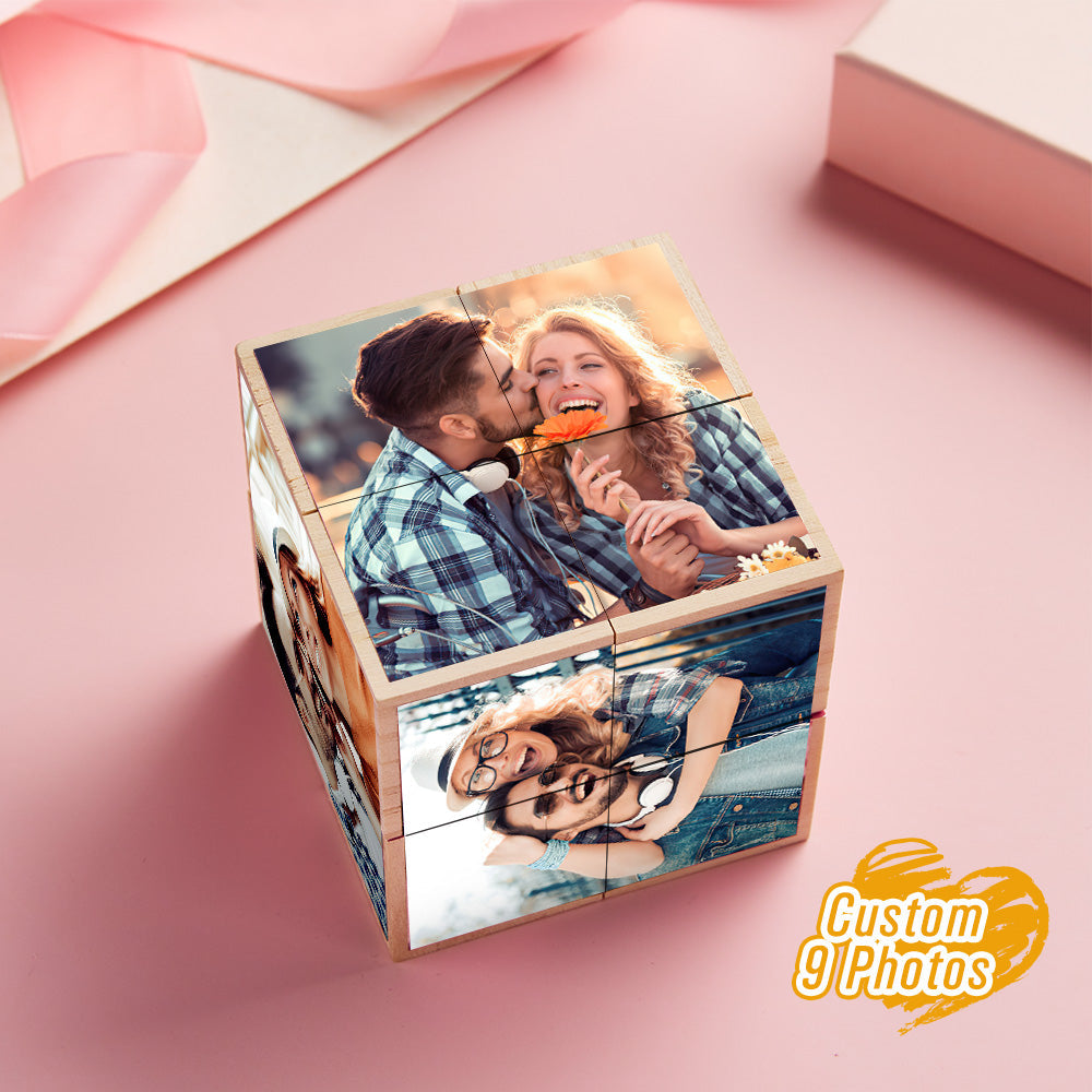 Personalized Photo Wooden Rubic's Cube Home Ornament Rubic's Cube Gift for Valentines