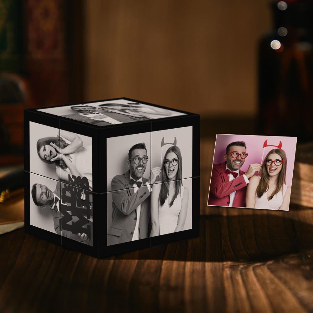 Custom Photo Frame Home Decoration Multiphoto Black Filter Rubix Cube Gift For Father