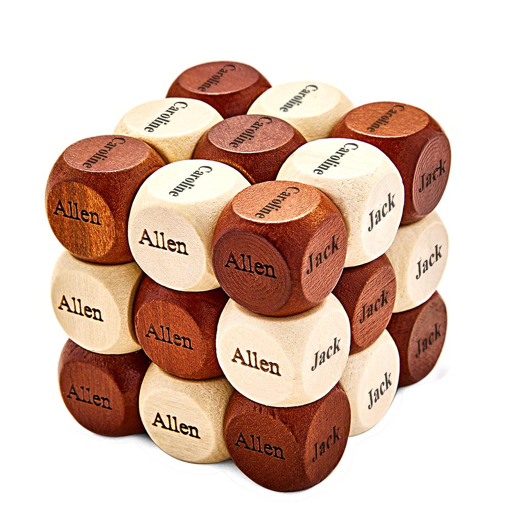 Cube Puzzle Game Wooden Snake Puzzles Family Night Game Toy Fun Games and Board Game with Family Name Best Gift for Baby Family