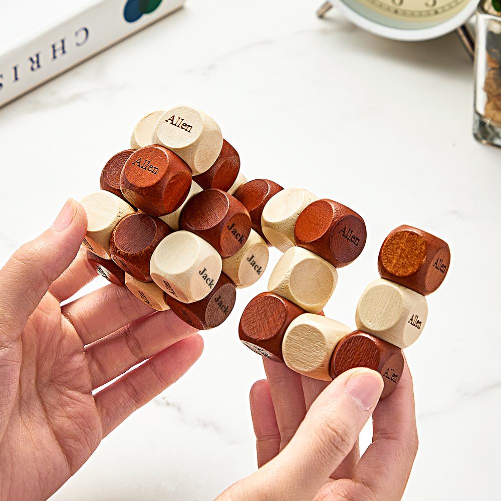 Cube Puzzle Game Wooden Snake Puzzles Family Night Game Toy Fun Games and Board Game with Family Name Best Gift for Baby Family