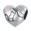 Pink Paw Prints Enamel Charm Silver Gift for Pet Lover