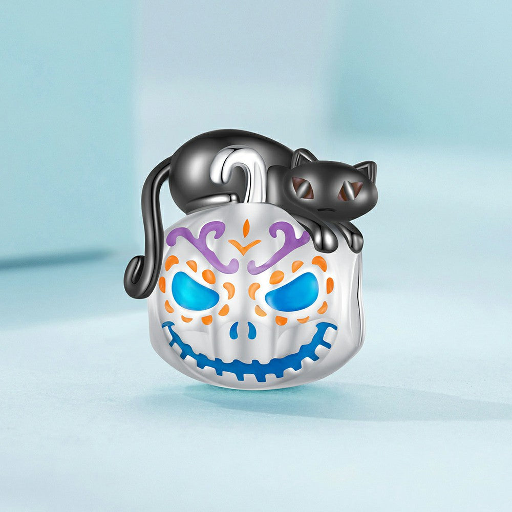 Glow-in-the-dark Halloween Pumpkin Lights Enamel Charm Silver Halloween Gifts