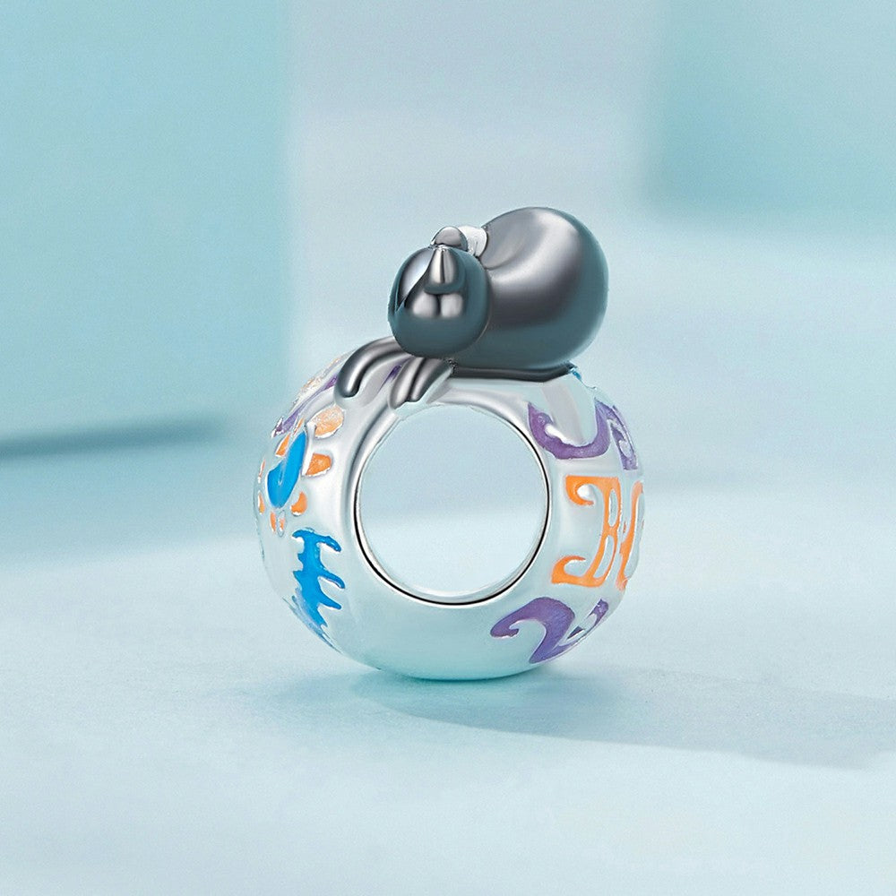 Glow-in-the-dark Halloween Pumpkin Lights Enamel Charm Silver Halloween Gifts