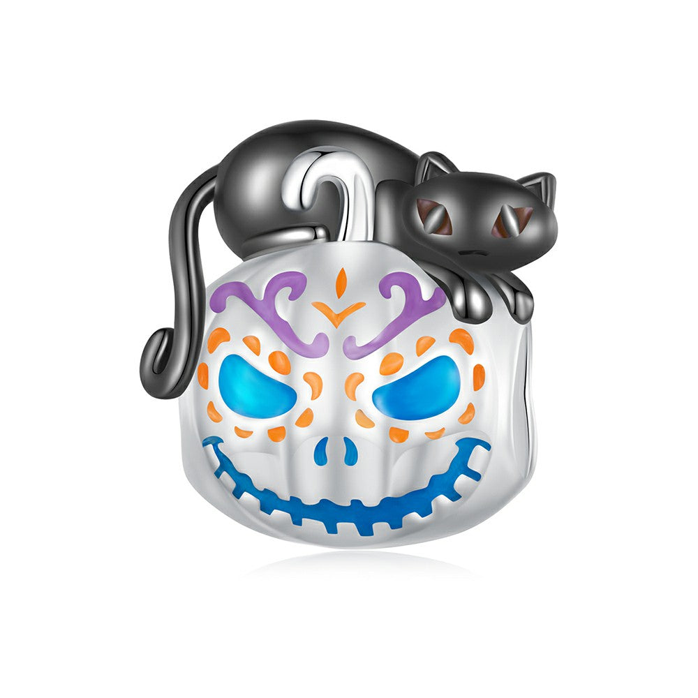 Glow-in-the-dark Halloween Pumpkin Lights Enamel Charm Silver Halloween Gifts