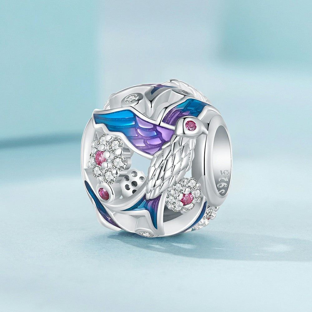 Kingfisher Enamel Charm Silver