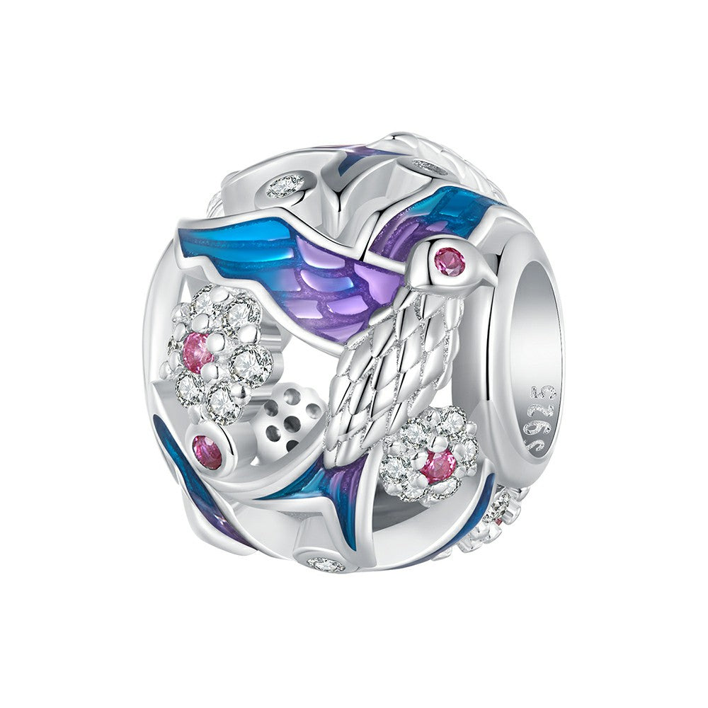 Kingfisher Enamel Charm Silver