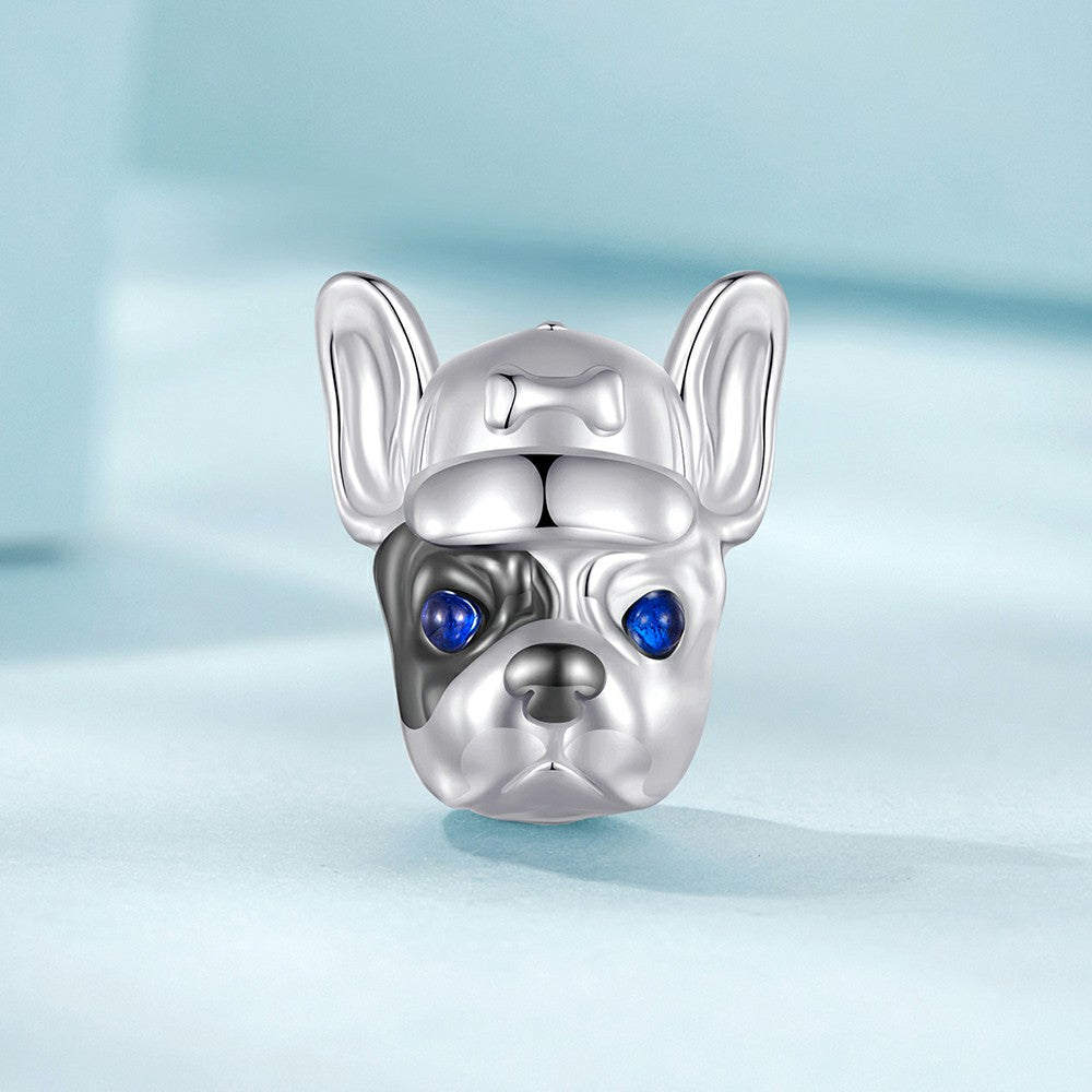 French Bulldog Enamel Charm Silver Gift for Pet Lover