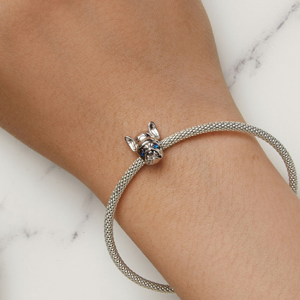 French Bulldog Enamel Charm Silver Gift for Pet Lover