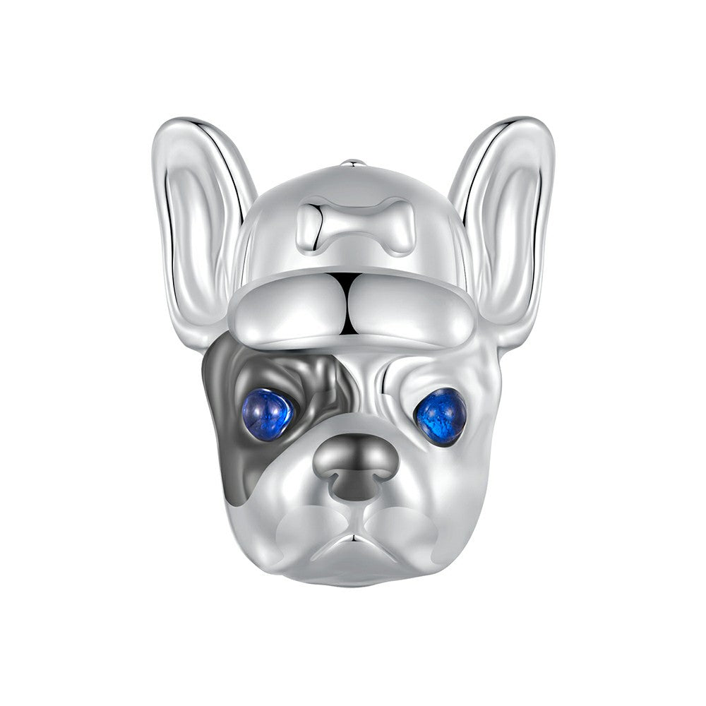French Bulldog Enamel Charm Silver Gift for Pet Lover