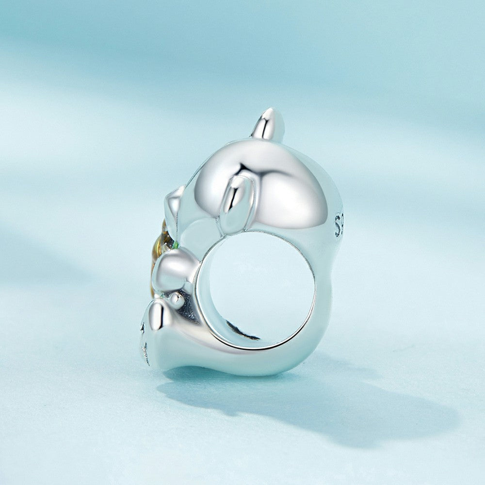 Sun Bear Enamel Charm Silver